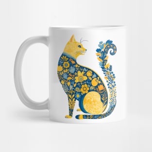 Ukrainian Cat Cute Floral Vintage Ukraine Flag & Vyshyvanka Mug